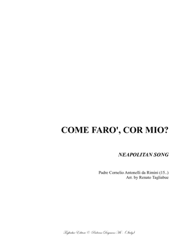 COME FARO', COR MIO? - For SABar Choir (arr. Renato Tagliabue)