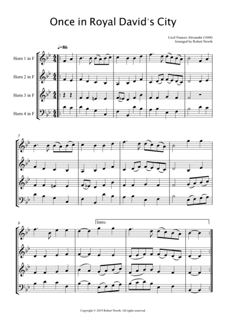 Once in Royal David's City (for Horn Quartet) (arr. Robert Newth)