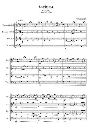 Mozart - Lacrimosa for Brass Quartet (arr. Cássio Silva Chaves)