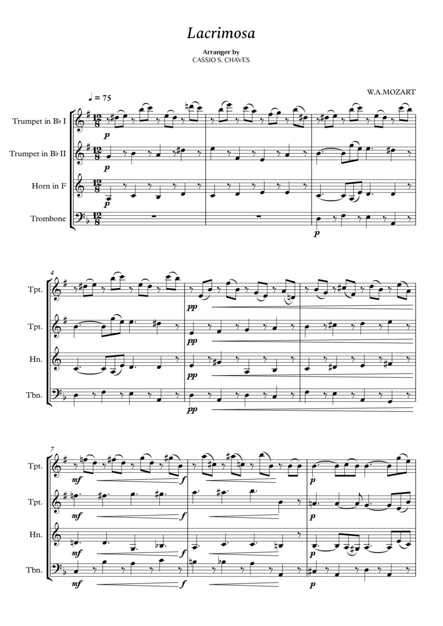 Mozart - Lacrimosa for Brass Quartet (arr. Cássio Silva Chaves)