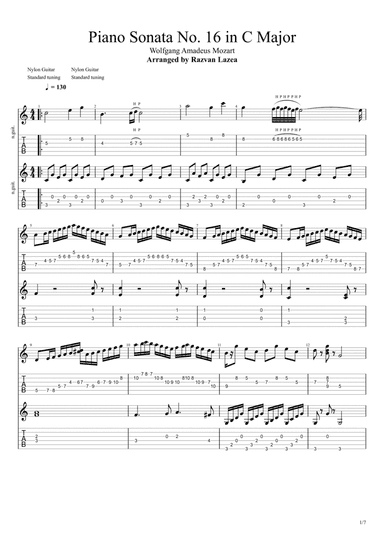 Mozart - Piano Sonata No. 16 in C Major - Guitar Duet (arr. Razvan's Guitar)