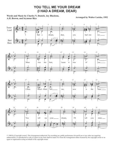 YOU TELL ME YOUR DREAM (arr. Walter Latzko)