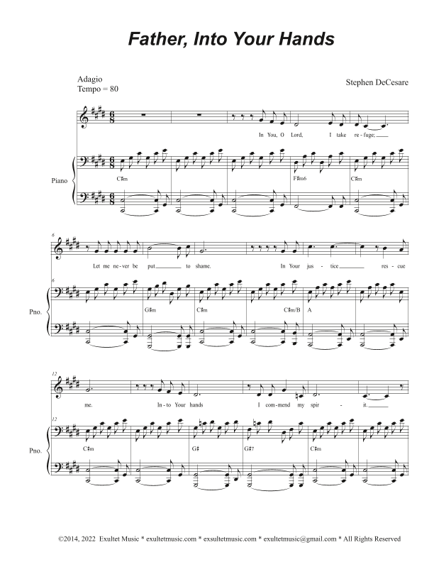 Father, Into Your Hands (Unison choir)