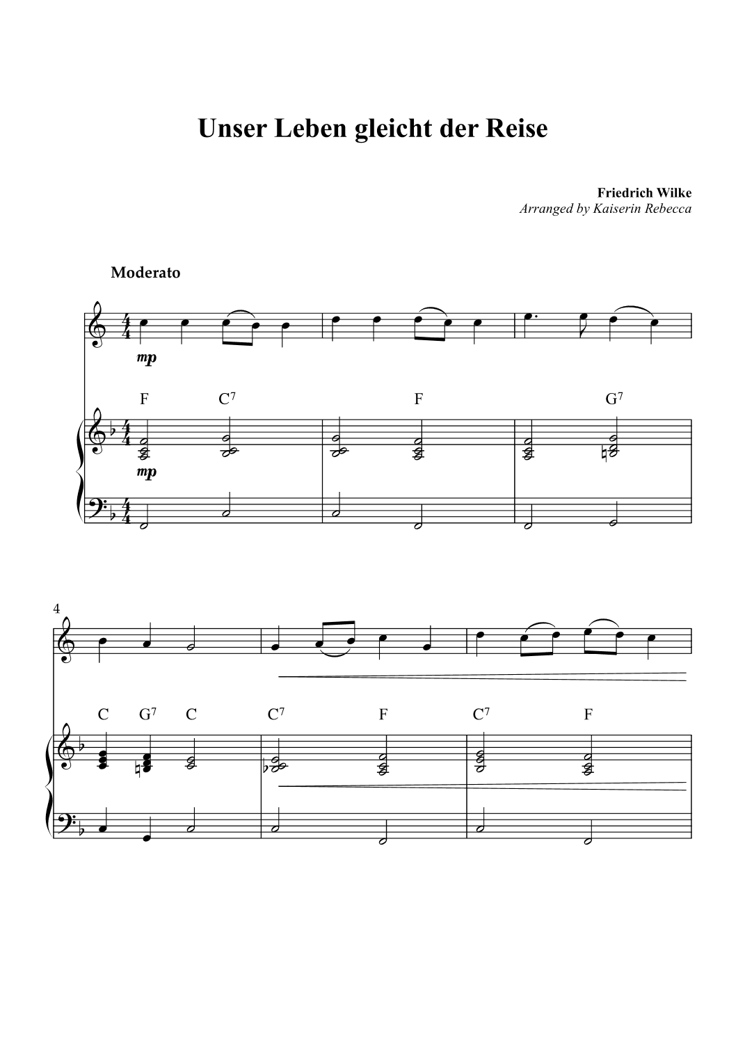 Unser Leben gleicht der Reise (arr. Kaiserin Rebecca)