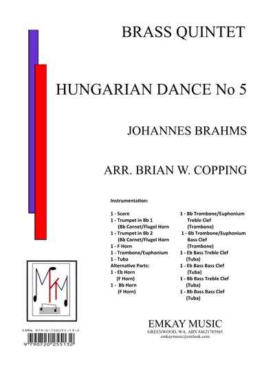 HUNGARIAN DANCE NO5 – BRASS QUINTET (arr. BRIAN W. COPPING)