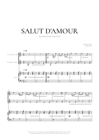 Salut D’amour (Trumpet Duet and Piano) - Edward Elgar (arr. Pedro Merendi)