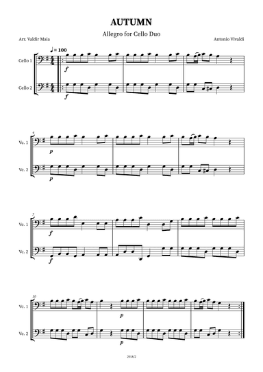 Autumn - The Four Seasons for Cello Duo (arr. Valdir Maia)