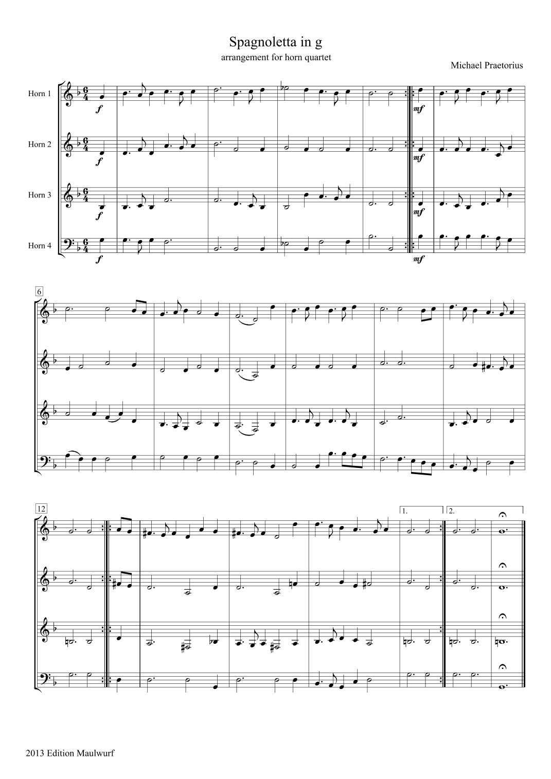 Spagnoletta (arr. Edition Maulwurf)