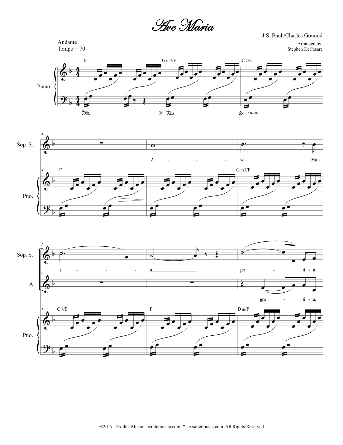 Ave Maria (Duet for Soprano and Alto Solo - High Key) (arr. Stephen DeCesare)