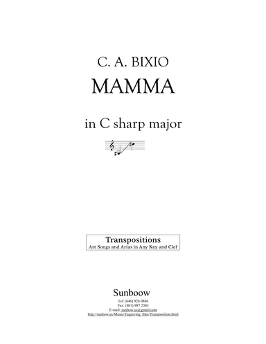C. A. Bixio: MAMMA (transposed to C sharp Major) (arr. Sunbow)