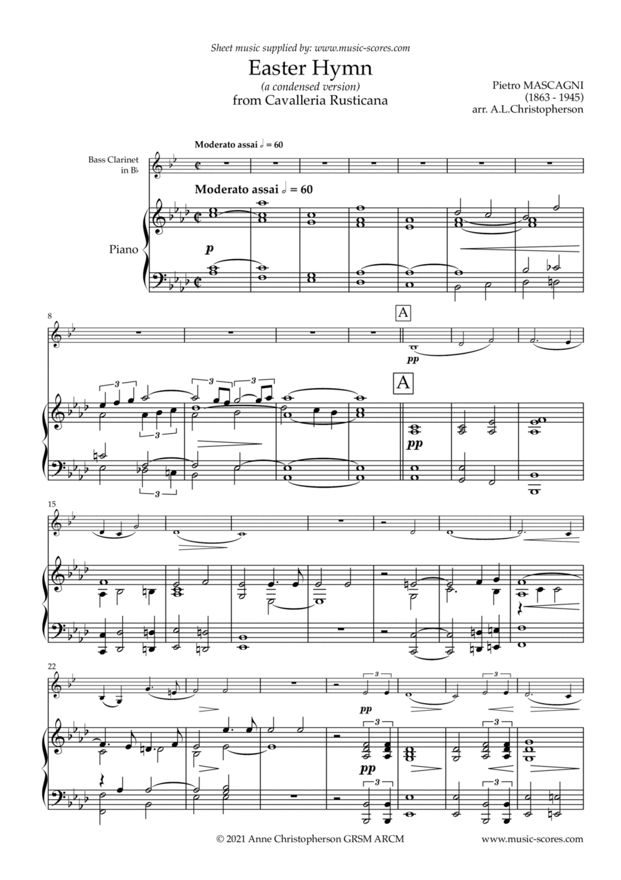 Easter Hymn from Cavaliera Rusticana - Bass Clarinet and Piano (arr. Anne L Christopherson GRSM ARCM)