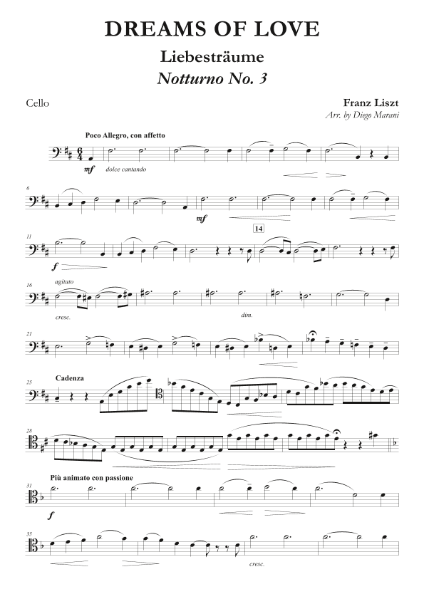 Dreams of Love No. 3 for Cello and Piano (arr. Diego Marani)