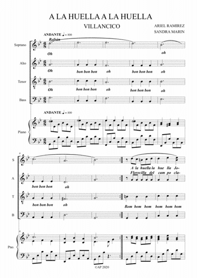 A la Huella - Ariel Ramirez - Coro y Piano (Choir and Piano) (arr. Sandra Marin)