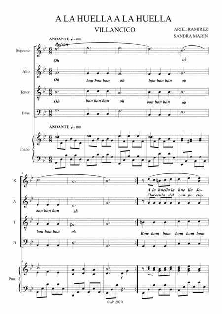 A la Huella - Ariel Ramirez - Coro y Piano (Choir and Piano) (arr. Sandra Marin)
