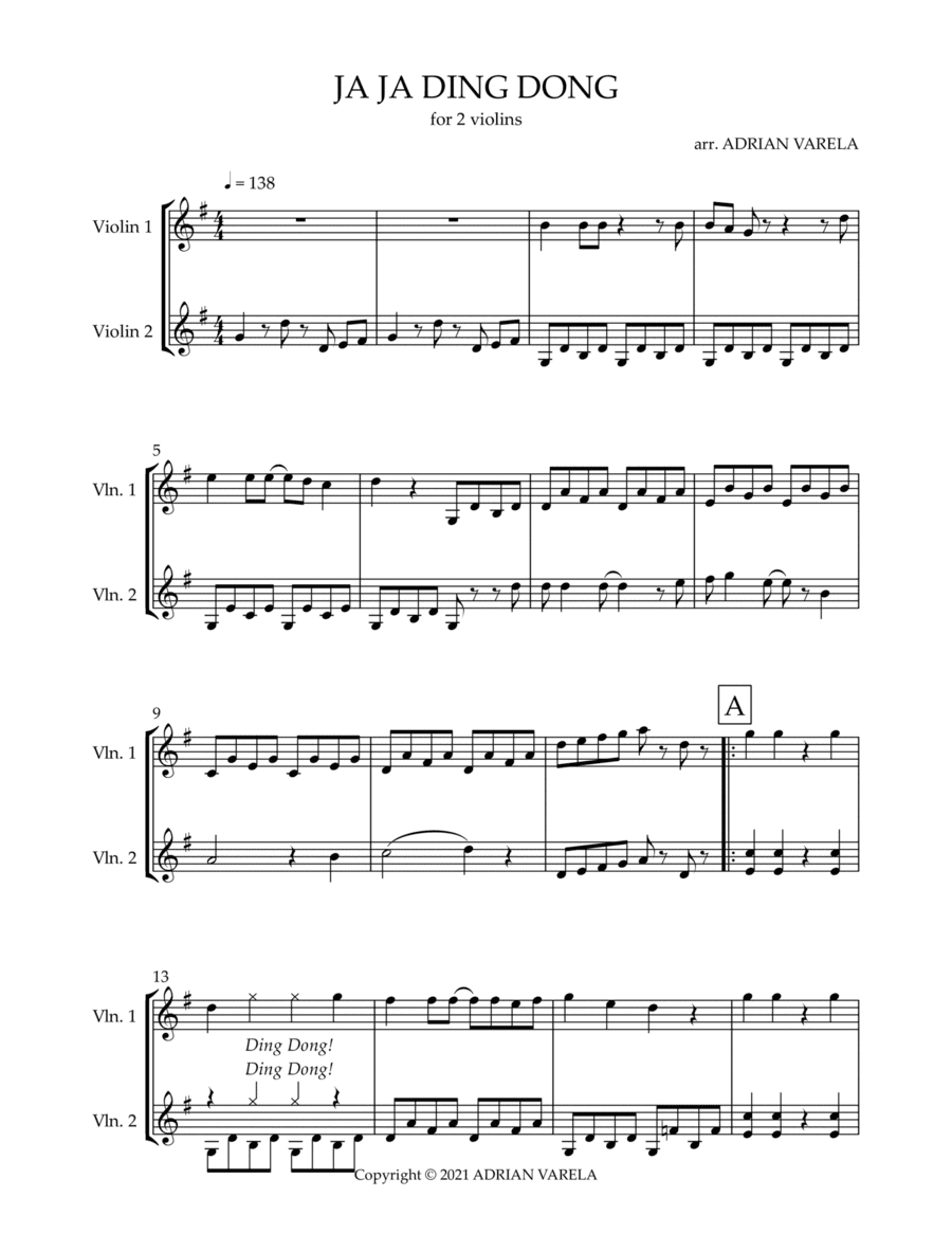 Ja Ja Ding Dong (arr. Adrian Varela)