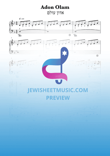 Adon Olam. אדון עולם. Easy jewish piano sheet music. (arr. R. Sloboder)