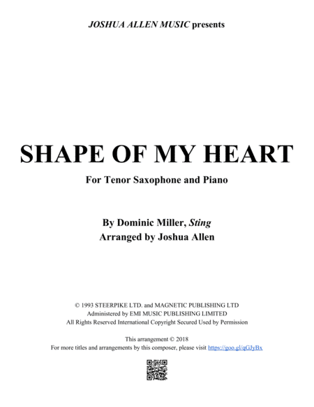 Shape Of My Heart (arr. Joshua Allen)
