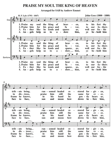 Praise My Soul The King Of Heaven A Cappella SAB (arr. Andrew Emmet)