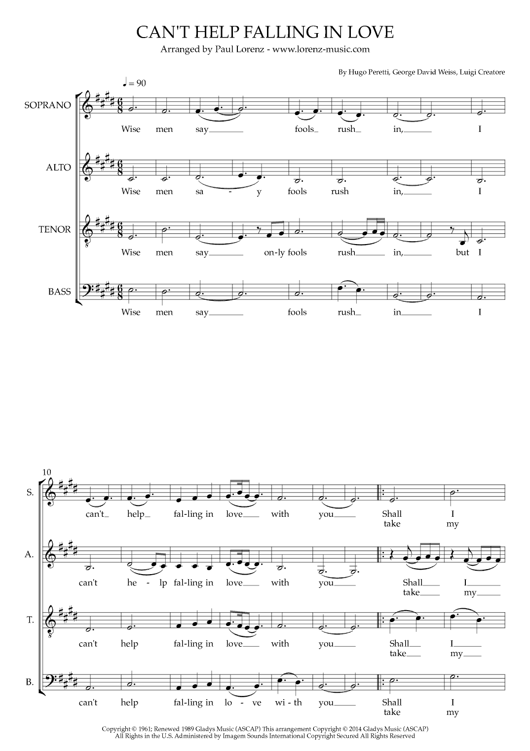 Can't Help Falling In Love (arr. Paul Lorenz)