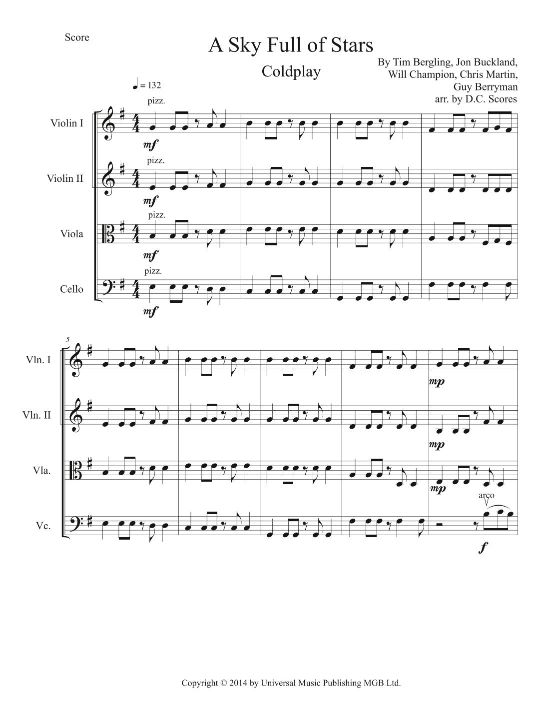 A Sky Full Of Stars (arr. D.C. Scores)