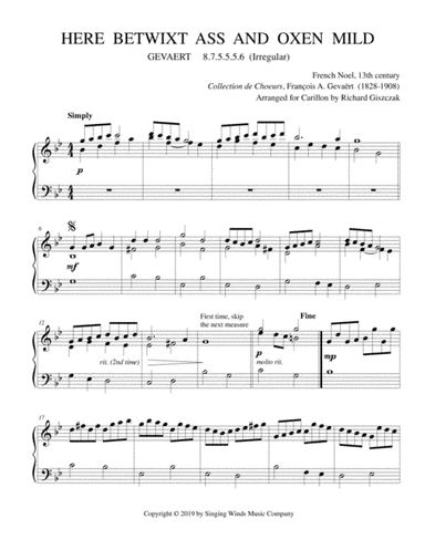 Here Betwixt Ass and Oxen Mild (GEVAERT) (arr. Richard Giszczak)