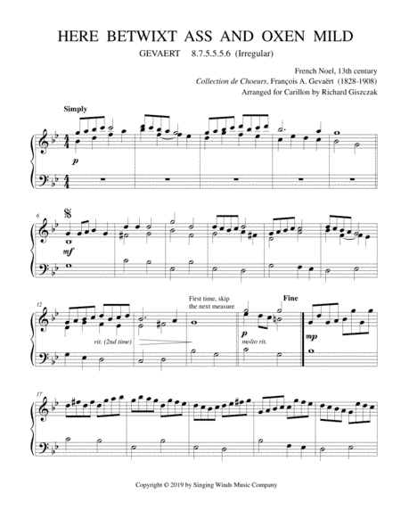Here Betwixt Ass and Oxen Mild (GEVAERT) (arr. Richard Giszczak)