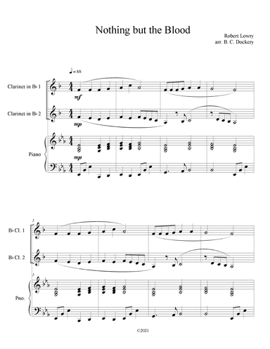 Nothing But the Blood (Clarinet Duet with Piano Accompaniment) (arr. B. C. Dockery)