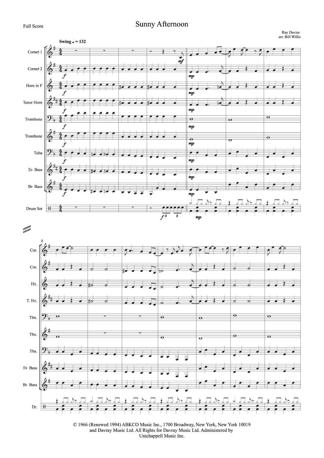 Sunny Afternoon (arr. Bill Willis)