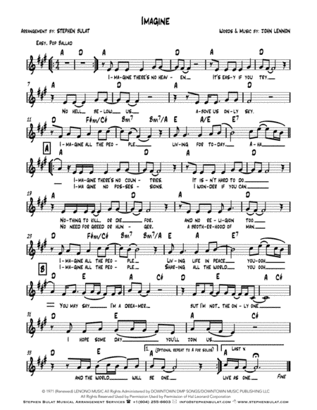 Imagine (arr. Stephen Bulat)