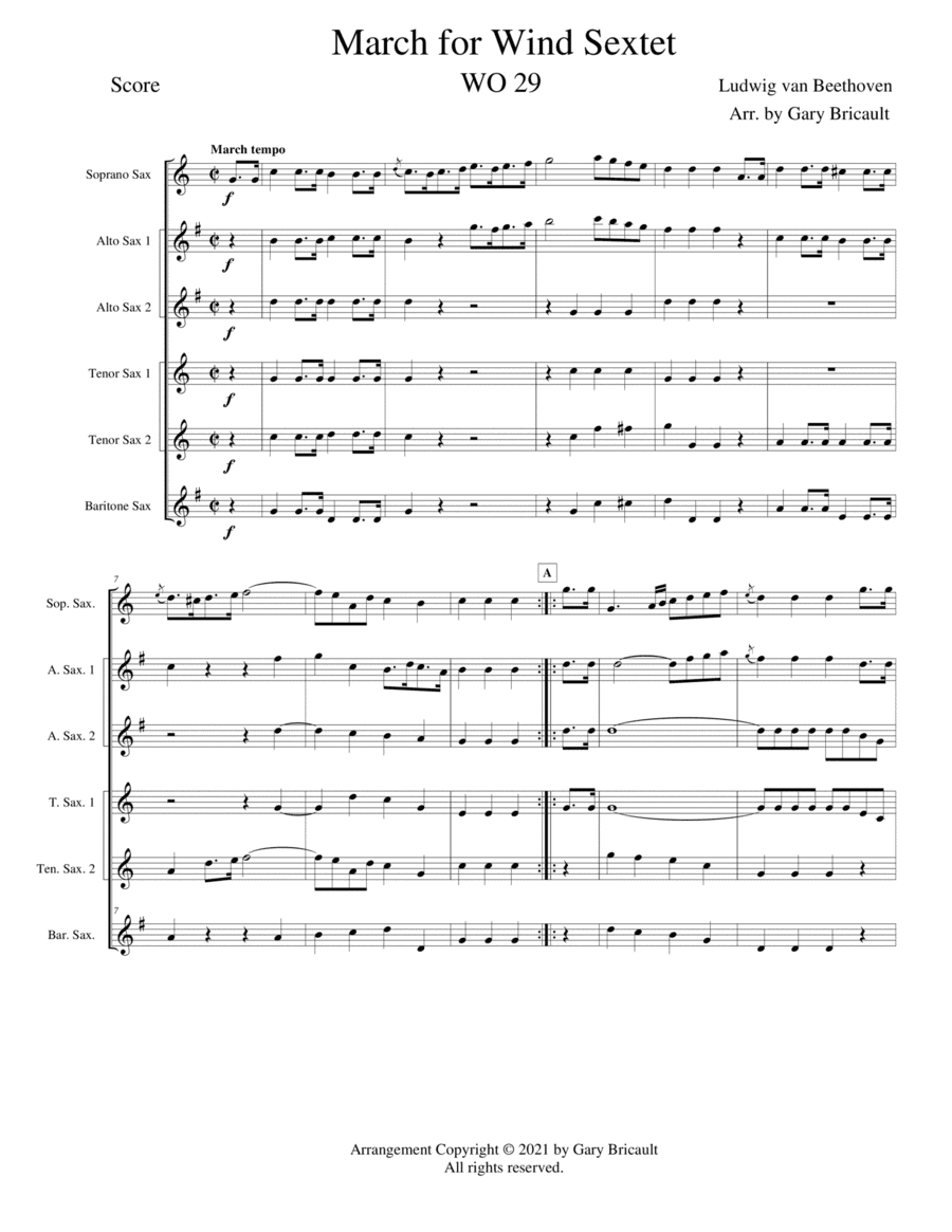 March for Wind Sextet - WO 29 (arr. Gary Bricault)