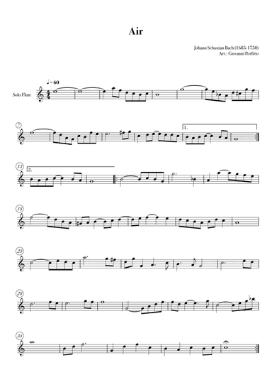 AIR - Bach (Flute - easy) (arr. Giovanni Porfirio)