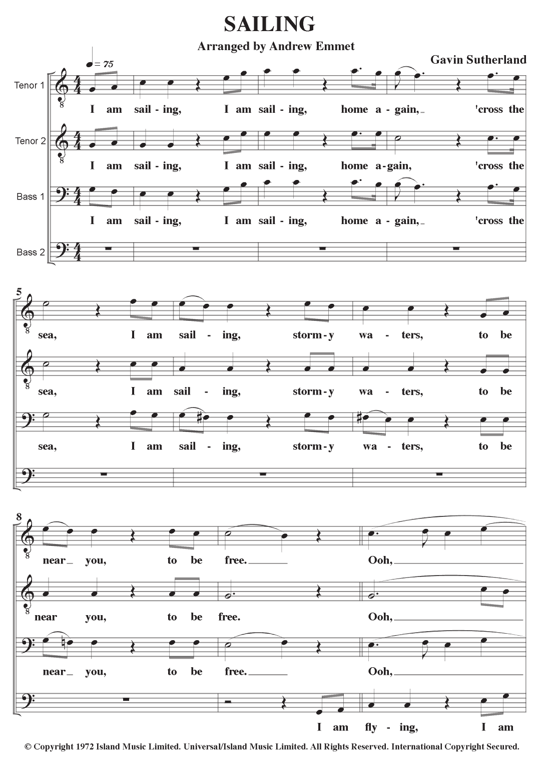 Sailing (arr. Andrew Emmet)