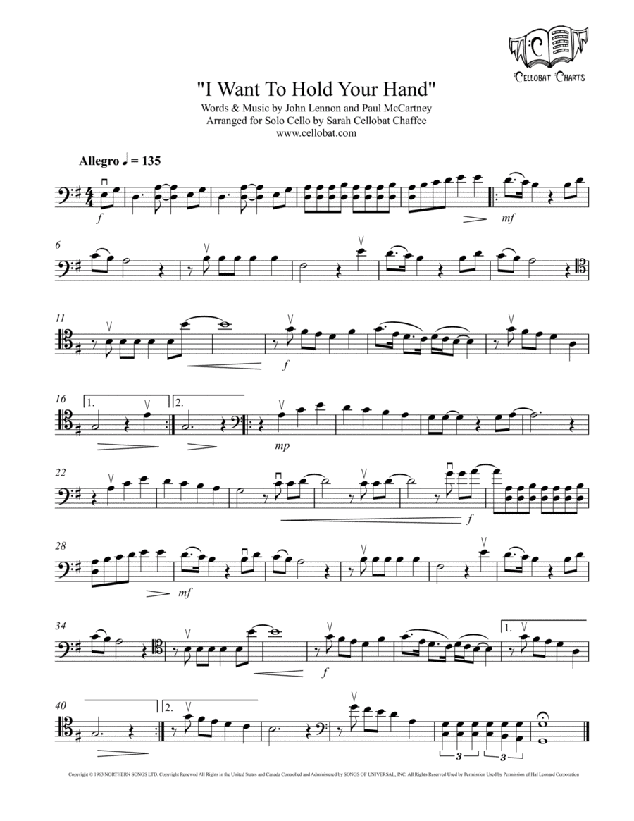 I Want To Hold Your Hand (arr. Sarah Cellobat Chaffee)