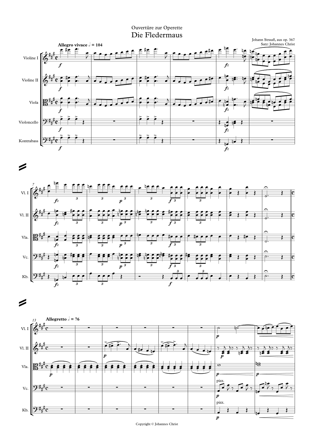 Ouverture from "Die Fledermaus" (arr. Johannes Christ)