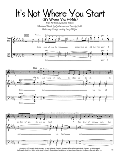 It's Not Where You Start (arr. Larry Wright)
