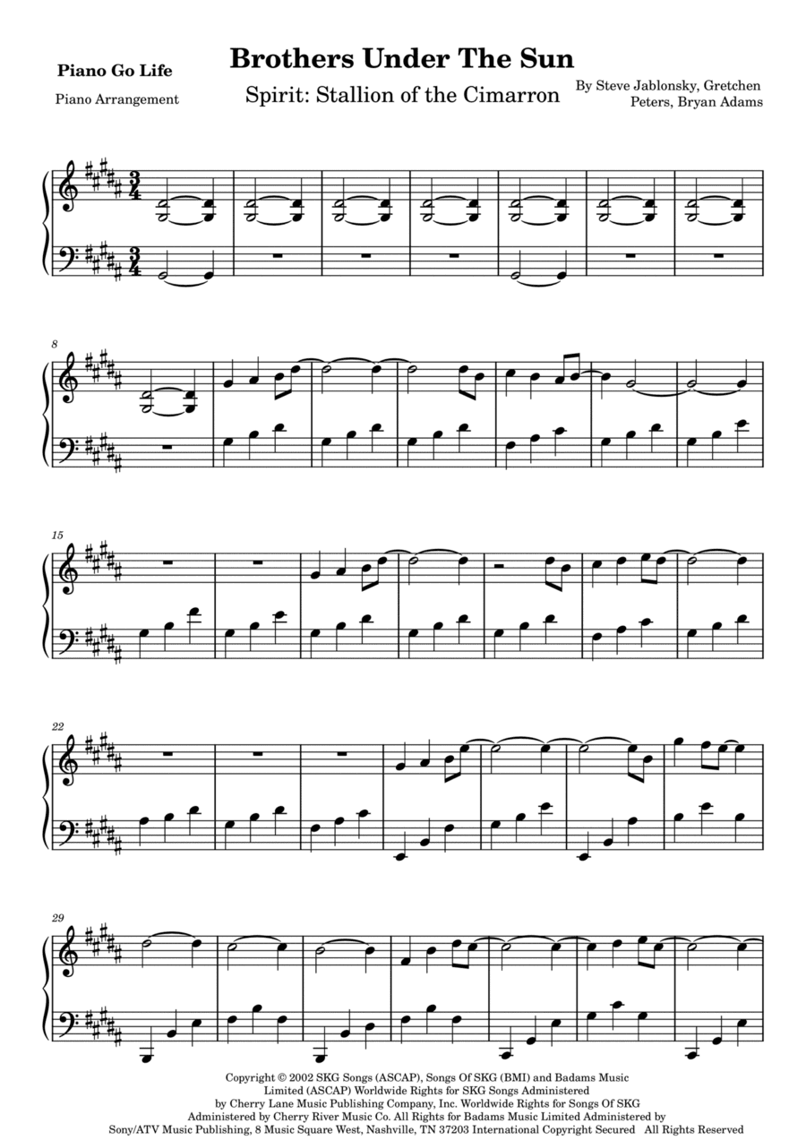 Brothers Under The Sun (arr. Piano Go Life)