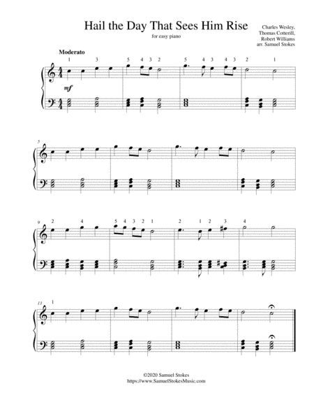 Hail the Day That Sees Him Rise - for easy piano (arr. Samuel Stokes)