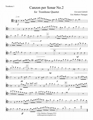 Canzon per Sonar No. 2 for Trombone Quartet (arr. Eric Matthew Flanagan)