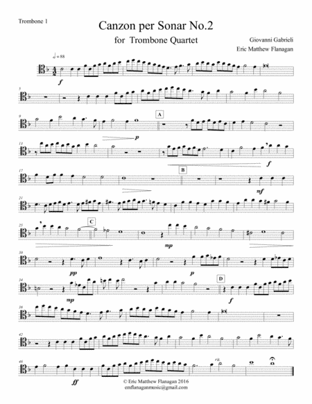 Canzon per Sonar No. 2 for Trombone Quartet (arr. Eric Matthew Flanagan)