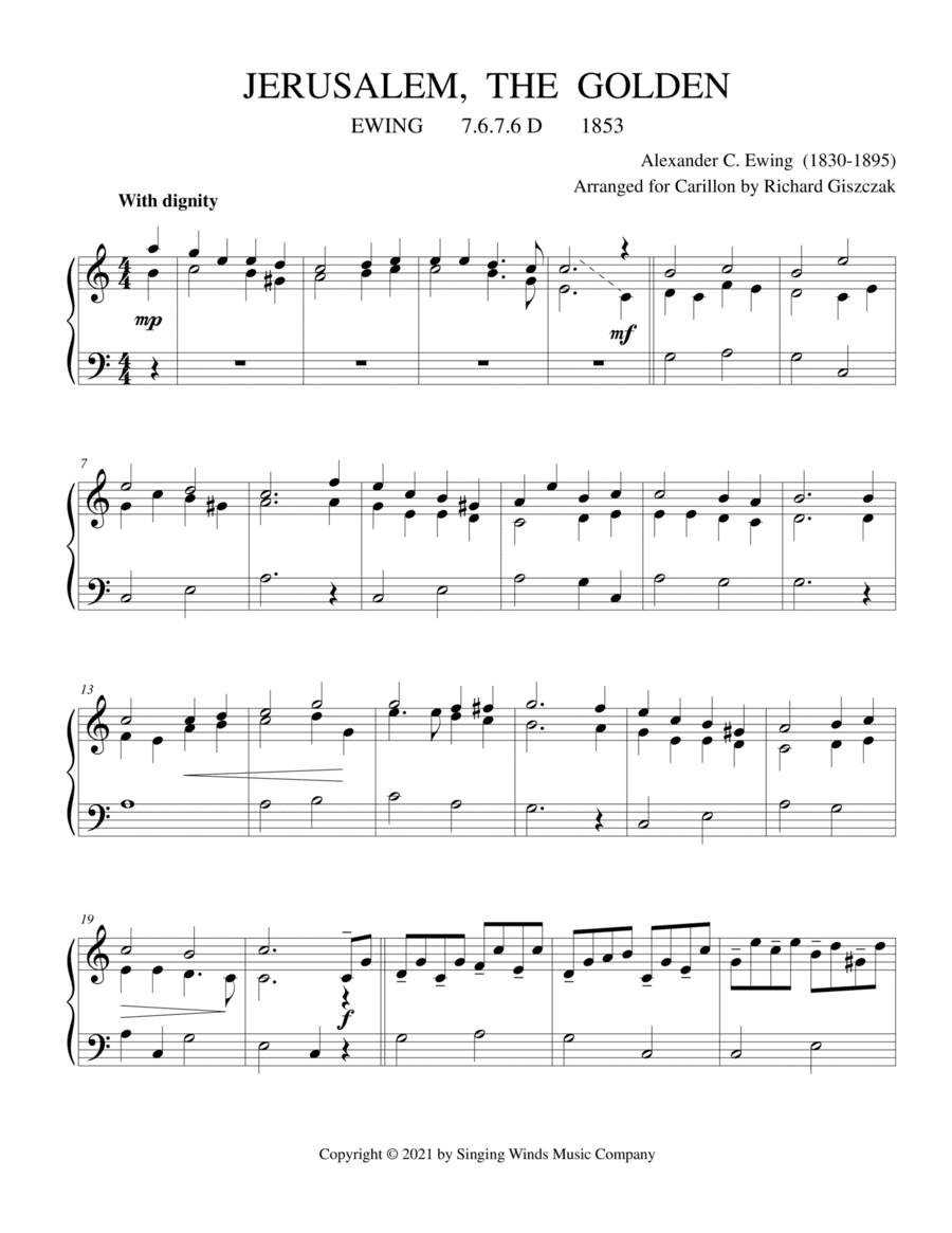 Jerusalem, the Golden  (EWING) (arr. Richard Giszczak)