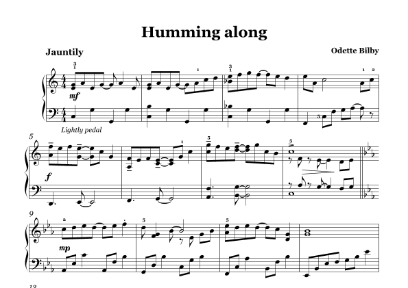 Humming Along (Piano Solo Theatre-style Grade 3-4)