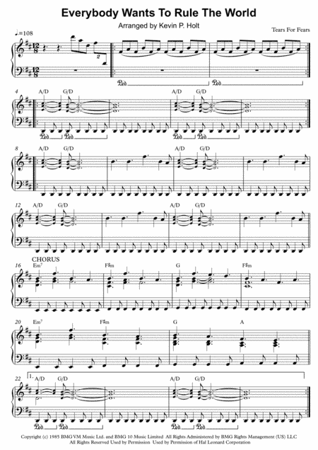 Everybody Wants To Rule The World (arr. Kevin P. Holt)