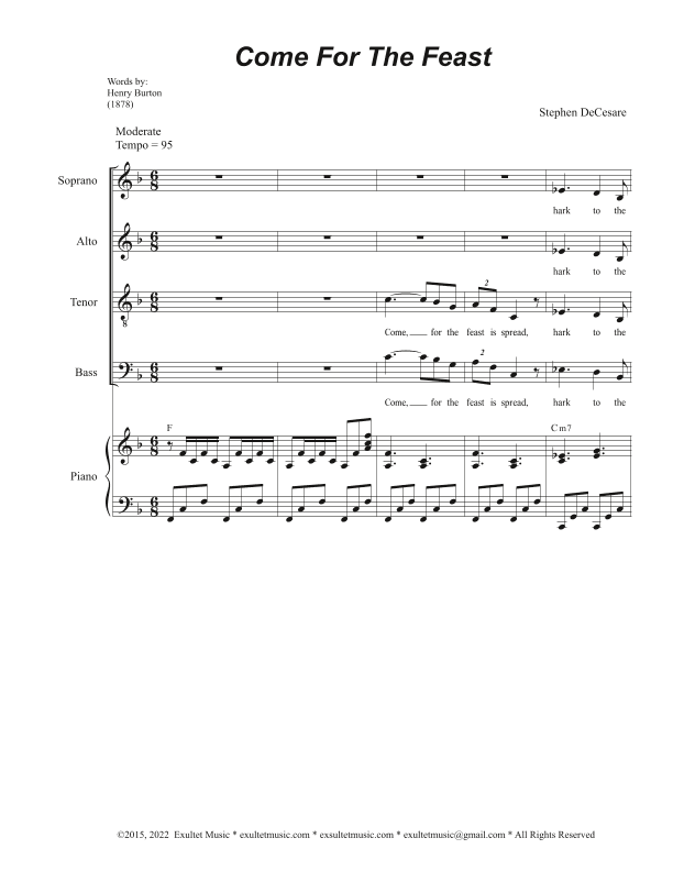 Come For The Feast (Vocal Quartet - (SATB)