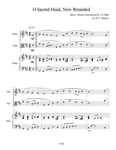O Sacred Head, Now Wounded (Violin and Viola Duet with Piano Accompaniment) (arr. B. C. Dockery)