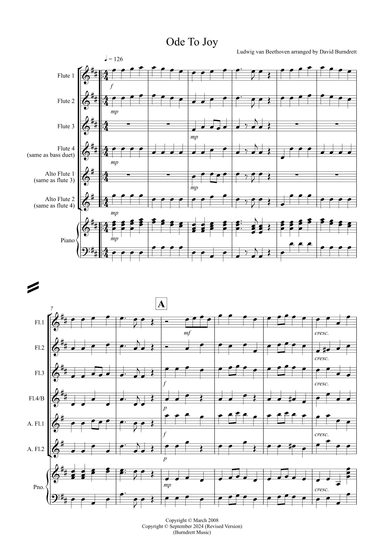 Ode To Joy for Flute Quartet (arr. David Burndrett)