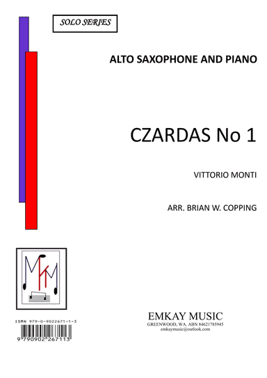 CZARDAS No1 – ALTO SAXOPHONE & PIANO (arr. BRIAN W. COPPING)