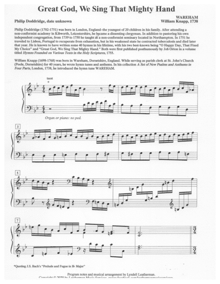 Great God, We Sing that Mighty Hand (arr. Lyndell Leatherman)
