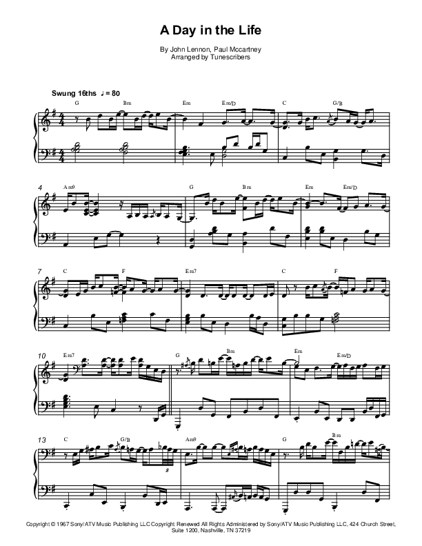 A Day in the Life (arr. Tunescribers)