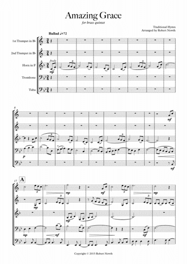 Amazing Grace for Brass Quintet (arr. Robert Newth)