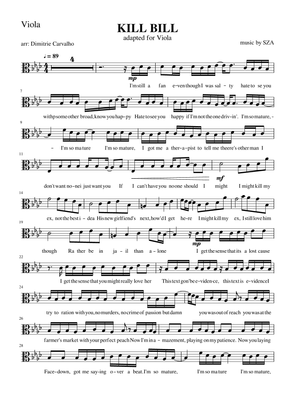 Kill Bill (arr. Dimitrie Carvalho)